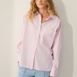 Blue/Pink Pastel Stripe Girlfriend Oversized Long Sleeve Shirt
