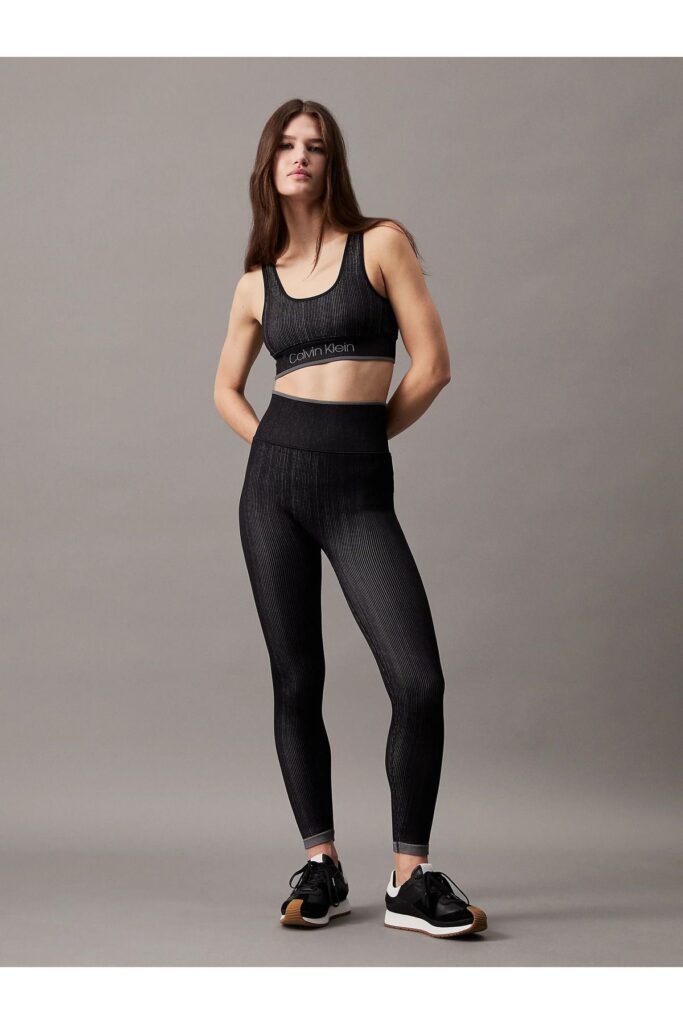 Calvin Klein Black Slim Fit Women's Sports Bra - Elastic Waist with Brand Logo 00Gws4K220-Bae