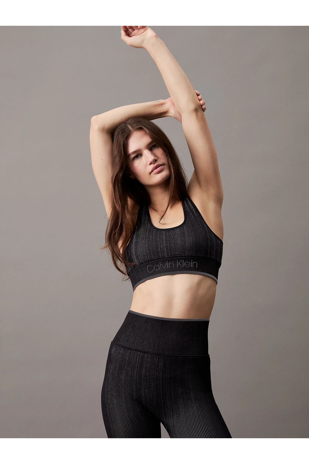 Calvin Klein Black Slim Fit Women's Sports Bra - Elastic Waist with Brand Logo 00Gws4K220-Bae