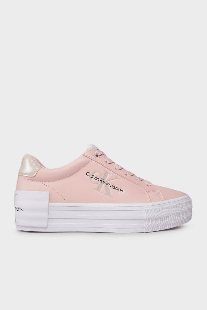 Calvin Klein Flatform Leather Sneaker Shoes with Logo YW0YW012940J2 SHOES YW0YW01294 0J2