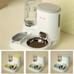 Integrated
Automatic Cat Water Fountain and Food Dispenser Set with Stainless Steel Bowl + u