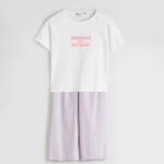 Embroidered Crew Neck Pyjama Set