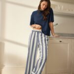 Navy Stripe Cotton Blend Short Sleeve Pyjamas