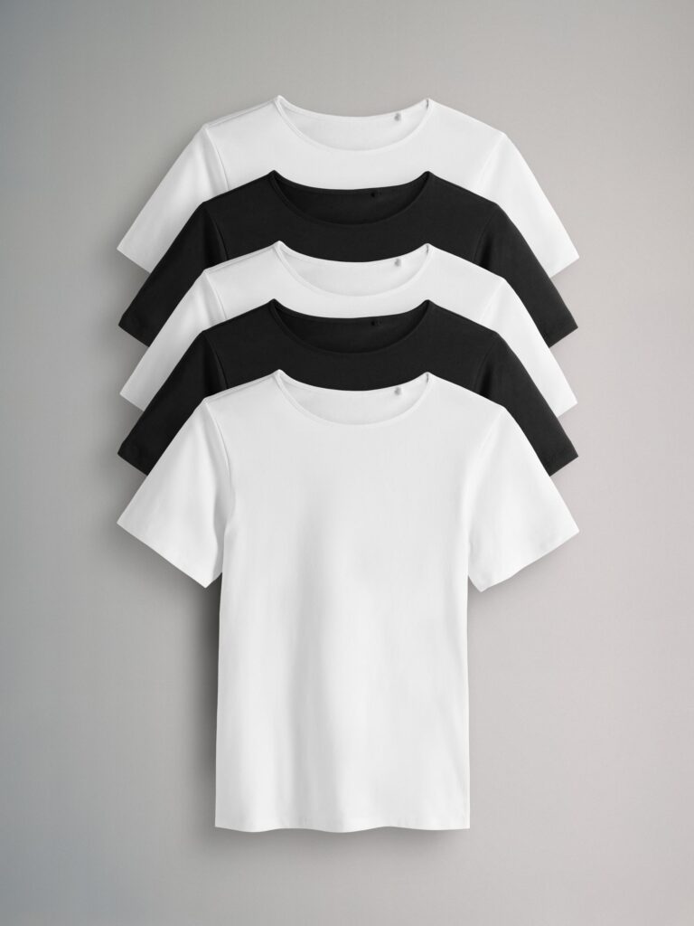 The Set White/Black Short Sleeve 5 Pack Fitted Crew Neck T-Shirts