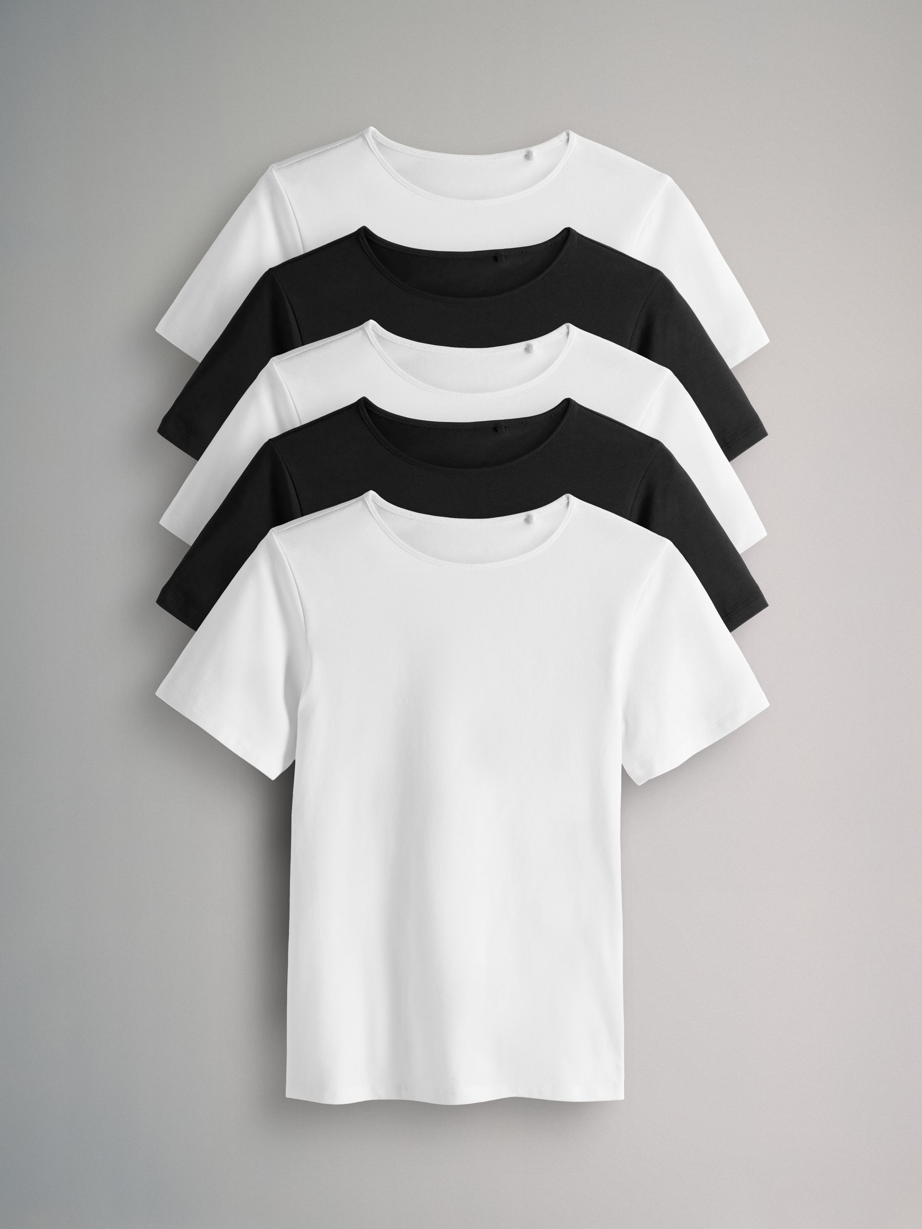 The Set White/Black Short Sleeve 5 Pack Fitted Crew Neck T-Shirts