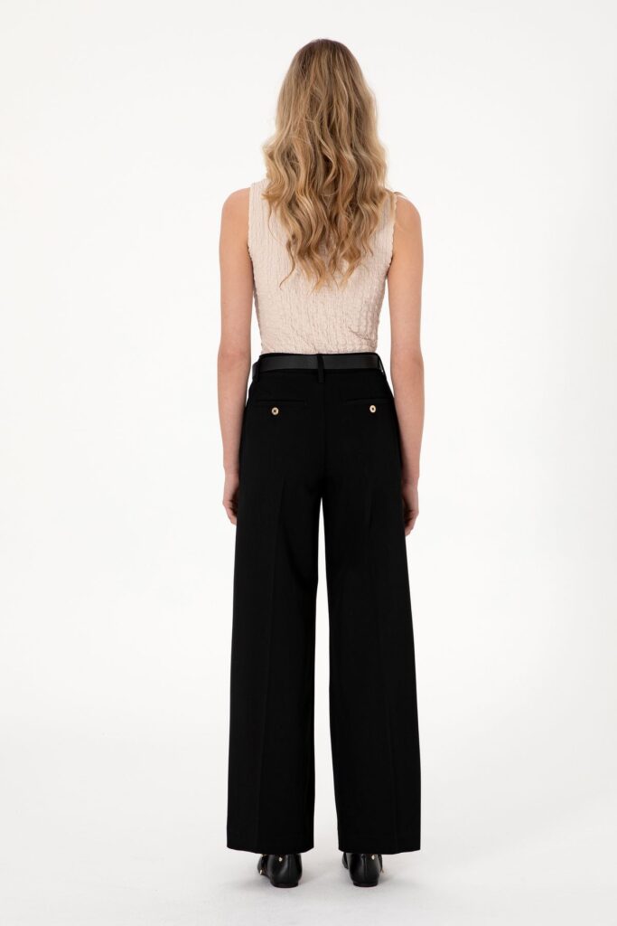 U.S. Polo Assn. Women's Black Loose Fit Canvas Trousers 50300675 -Vr046