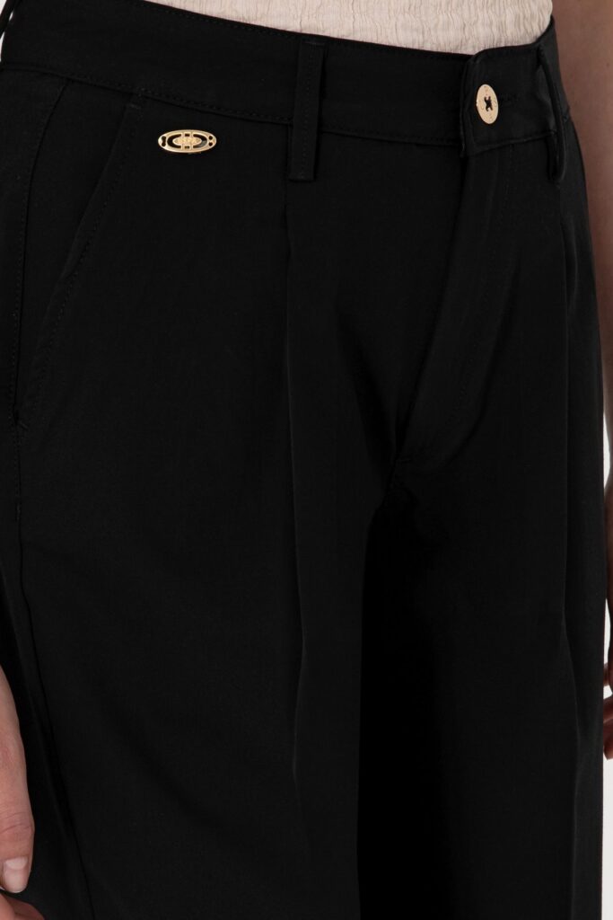 U.S. Polo Assn. Women's Black Loose Fit Canvas Trousers 50300675 -Vr046