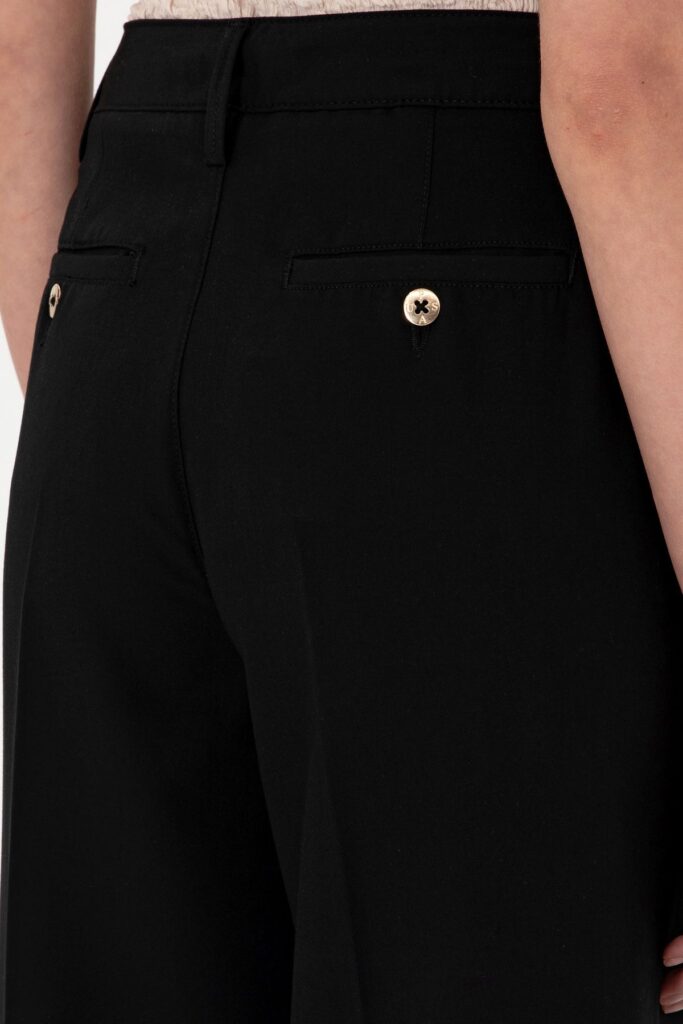 U.S. Polo Assn. Women's Black Loose Fit Canvas Trousers 50300675 -Vr046