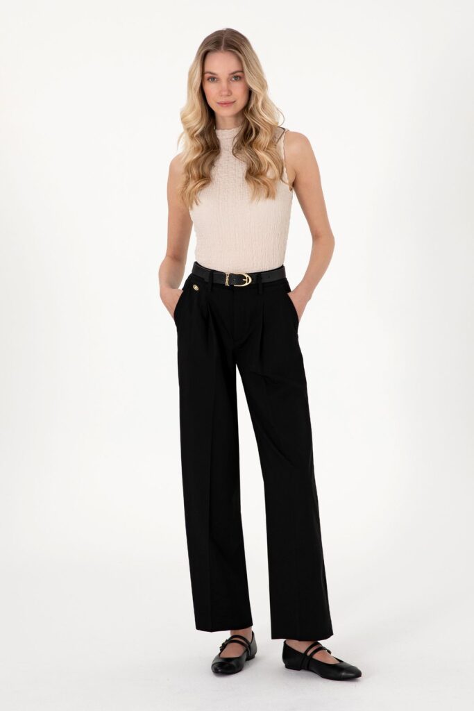 U.S. Polo Assn. Women's Black Loose Fit Canvas Trousers 50300675 -Vr046