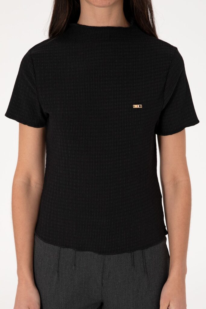 U.S. Polo Assn. Women's Black Stand Collar T-Shirt 50312951-Vr046