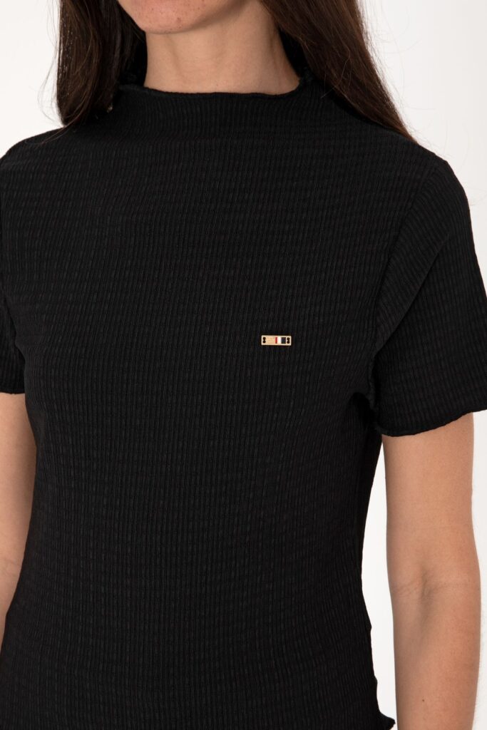 U.S. Polo Assn. Women's Black Stand Collar T-Shirt 50312951-Vr046