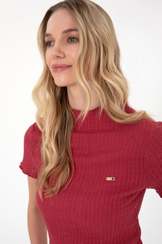U.S. Polo Assn. Women's Cherry Stand Collar T-Shirt 50312951 -Vr223