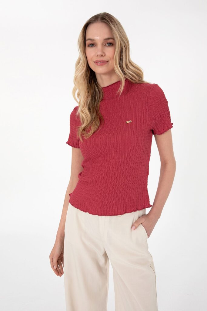 U.S. Polo Assn. Women's Cherry Stand Collar T-Shirt 50312951 -Vr223