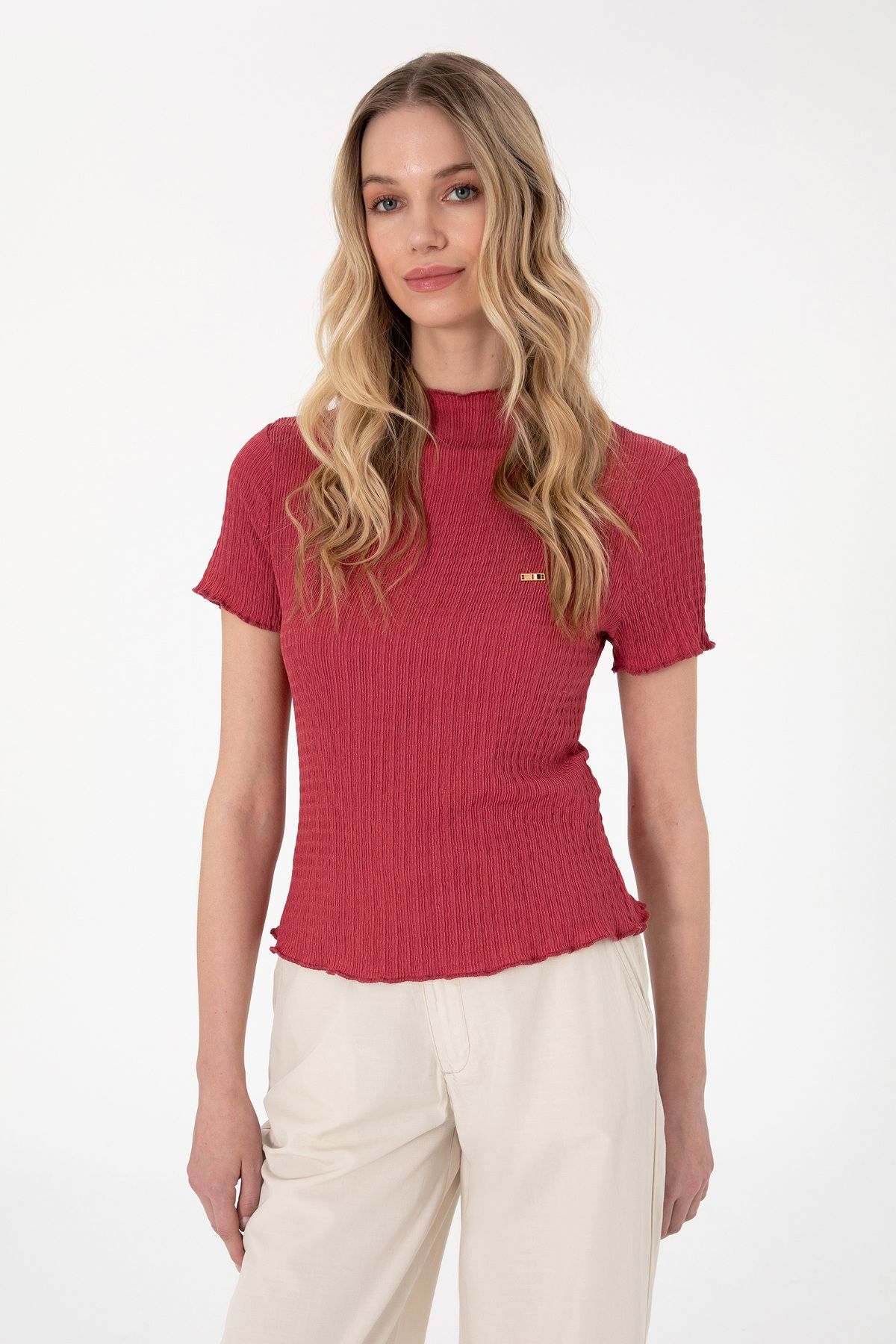 U.S. Polo Assn. Women's Cherry Stand Collar T-Shirt 50312951 -Vr223