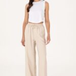 U.S. Polo Assn. Women's Stone Loose Relax Fit Canvas Trousers -Vr049