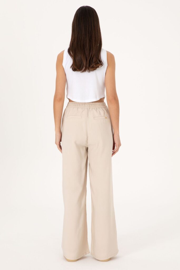 U.S. Polo Assn. Women's Stone Loose Relax Fit Canvas Trousers 50300357-Vr049