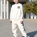 Crown KING Print Round Neck Knit Long Sleeve 2pcs Set