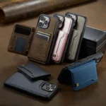 5 Card Slots Faux Leather Stand Case Magnetic Wallet Case for Iphone