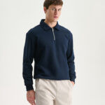 Zip Closure Collared Sweatshirt